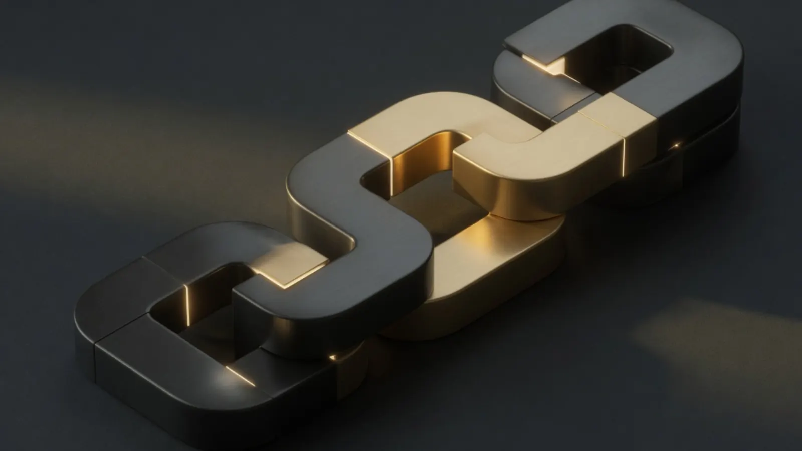 Abstract chain blocks with gold light — Dogecoin fundamentals